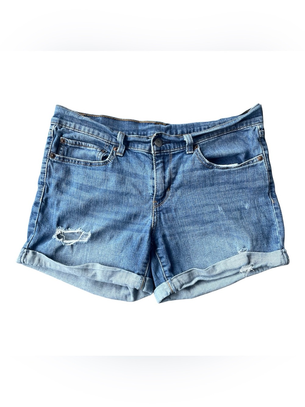 Levi's Shorts Womens 30 Light Wash Rolled Cuff Cut Off Distressed Denim Jeans